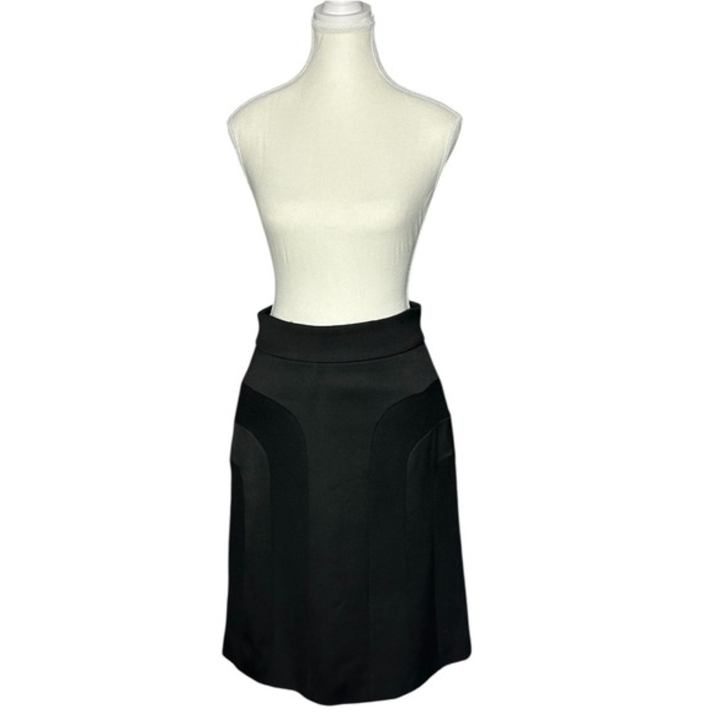 Gucci Black Paneled Wool A Line Designer Midi Skirt Italian Made Size EU 40/US 4
